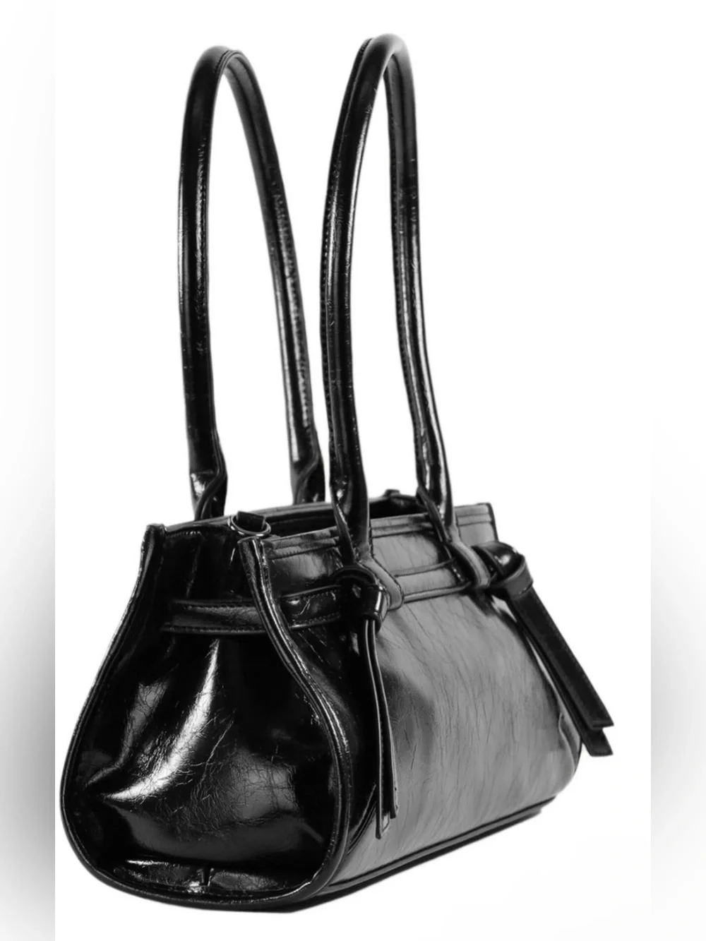 Sam And Libby Onyx Belted satchel Bag. Black.